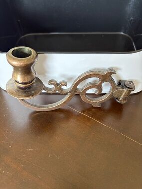 Antique-Style Brass Wall Candle Sconce in Aged Brass Finish